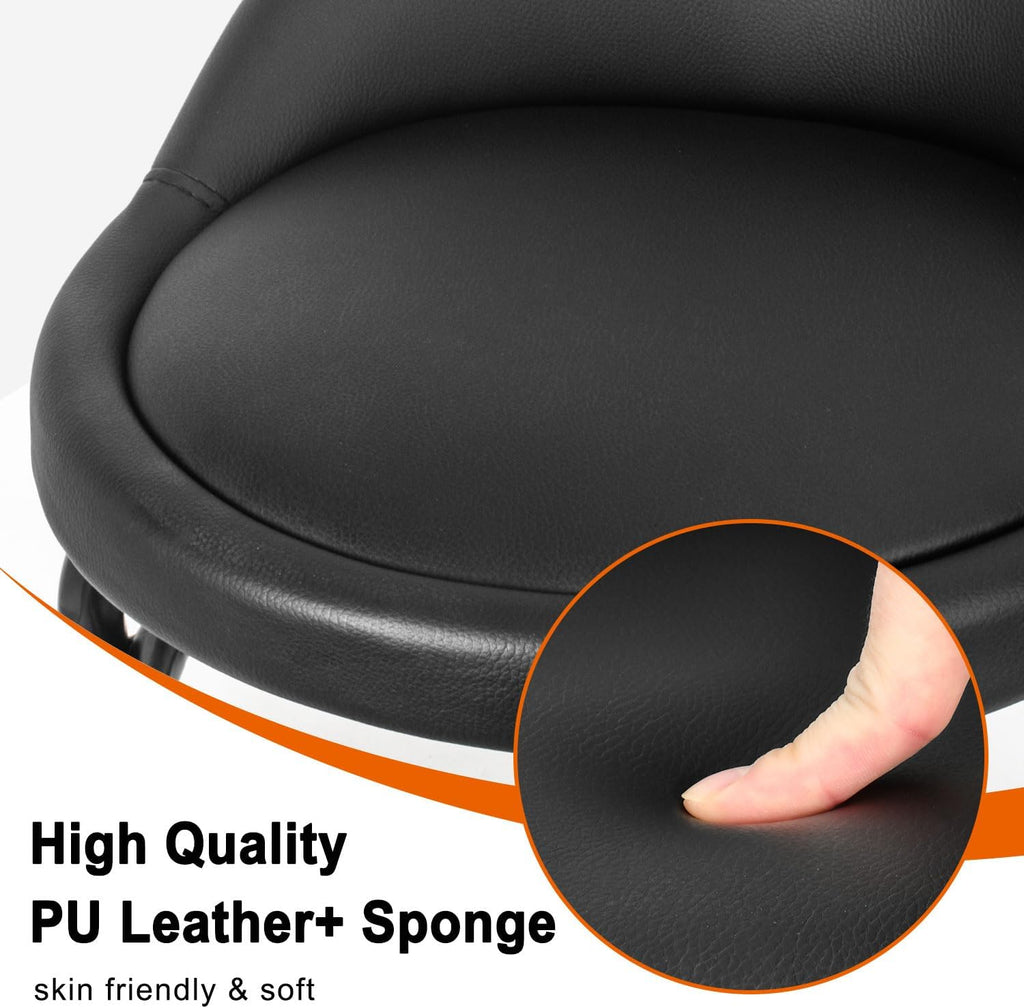 Rolling Stool with Backrest Low Height Rolling Stools, Low Roller Stool Chair, Roller Seats for Home, Office, Garage, Shop, Library