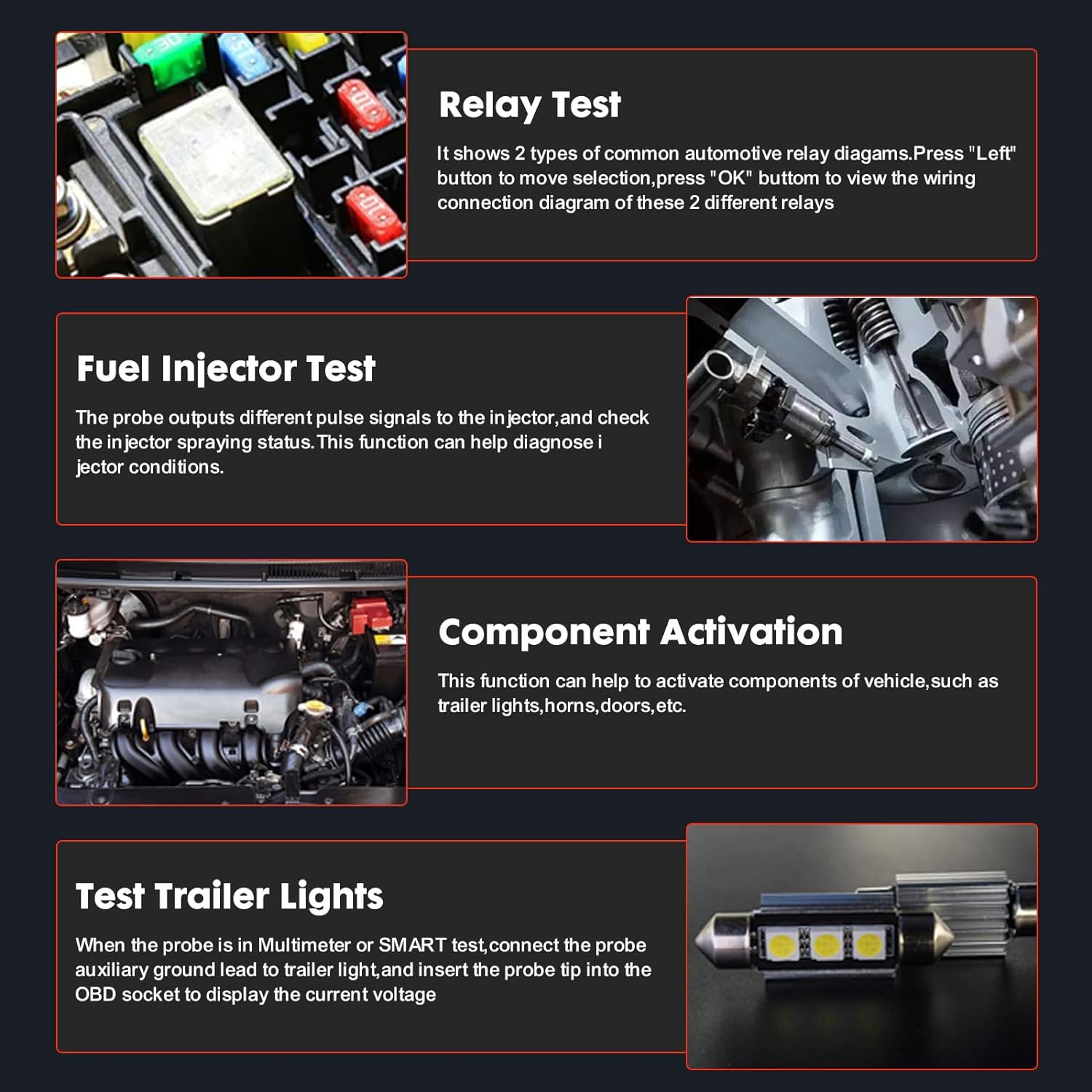 P200 Power Circuit Probe Kit - Test Light Automotive Circuit Tester Circuit Breaker Finder Tool, Relay Tester Multimeter, Oscilloscope, Fuel Injector Tester - 9~30V