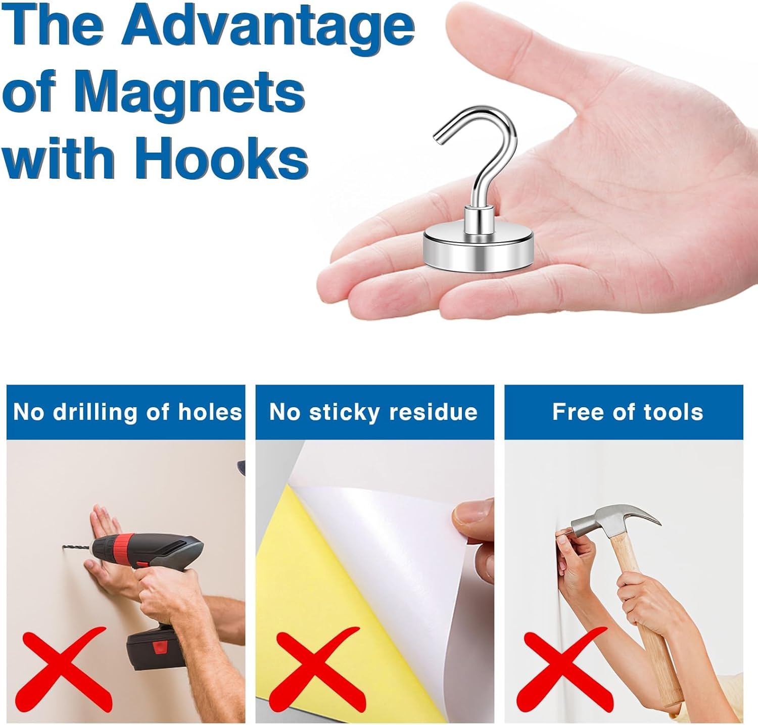 LOVIMAG Magnetic Hooks for Cruise Cabins, 110lbs Magnetic Hooks for Classroom, Strong Magnets with Hooks for Hanging, Neodymium Magnet Hooks for Fridge, Ceiling, Locker, Camper, Travel-25 Pcs