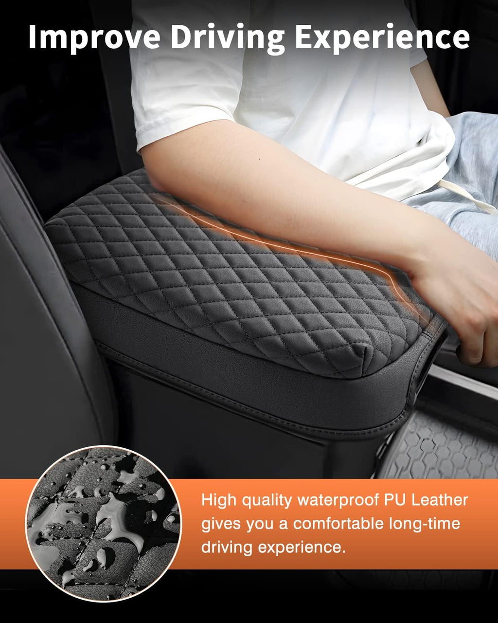 Shademax Custom for Center Console Cover Nissan Frontier 2025 2024 2023 2022 Armrest Cushion Pad Cover PU Leather Frontier Accessories 2025 2026 Car Armrest Seat Box Cover Protector Anti-Scratch Black