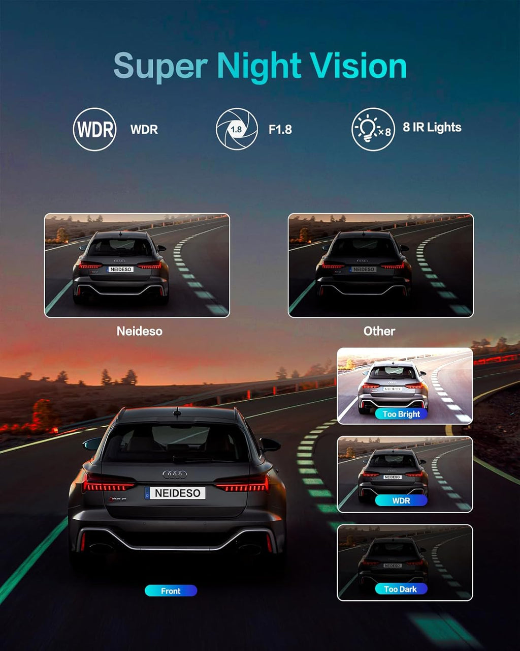 AI Dash Cam Front Rear Inside, 4 Channel 3k+1080P*3 Dashcam with Smart Driving Monitor System, 360° View Car Cameras 5GHz Wi-Fi GPS, Camera for Car Night Vision 128GB SD Card, 24H Parking Mode N700Pro