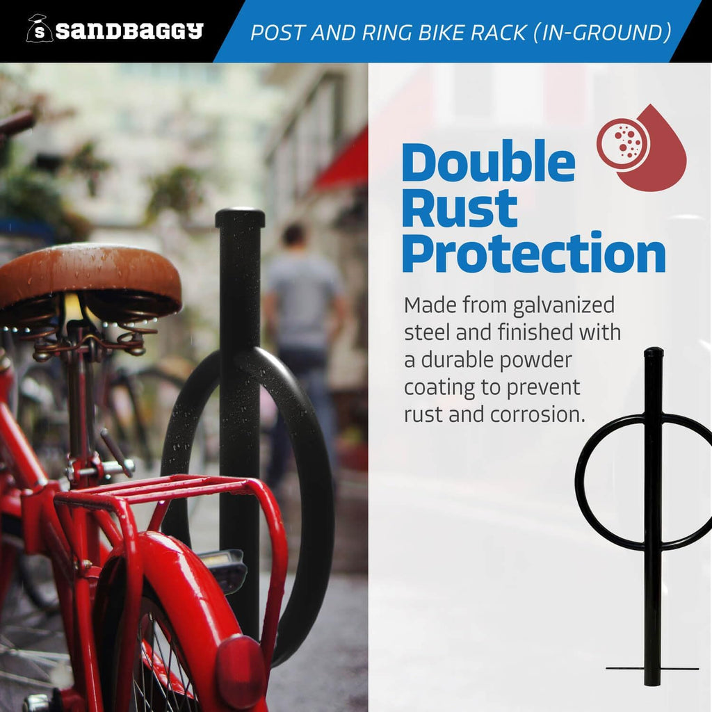 Sandbaggy Post and Ring Rack - In Ground - Commercial Outdoor Bike Parking & Storage Racks (Green, 10)