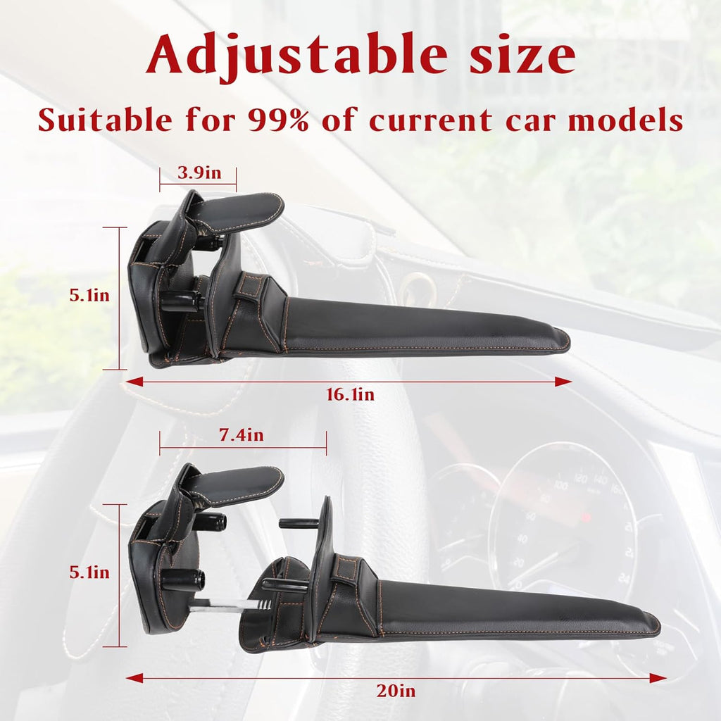 Amorin Leather Car Steering Wheel Lock Anti Theft Device Security Lock with Adjustable Length Fit for Cars Trucks Vans and SUVs with 2 Keys