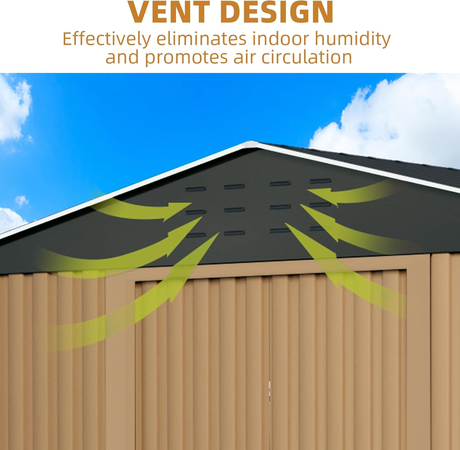 Outdoor Storage Shed,8x12 FT Metal Garden Shed with Lockable Doors & Slooping Roof,Updated Reinforced Door,Tool/Bike Sheds for Backyard, Patio, Poolside,Garage