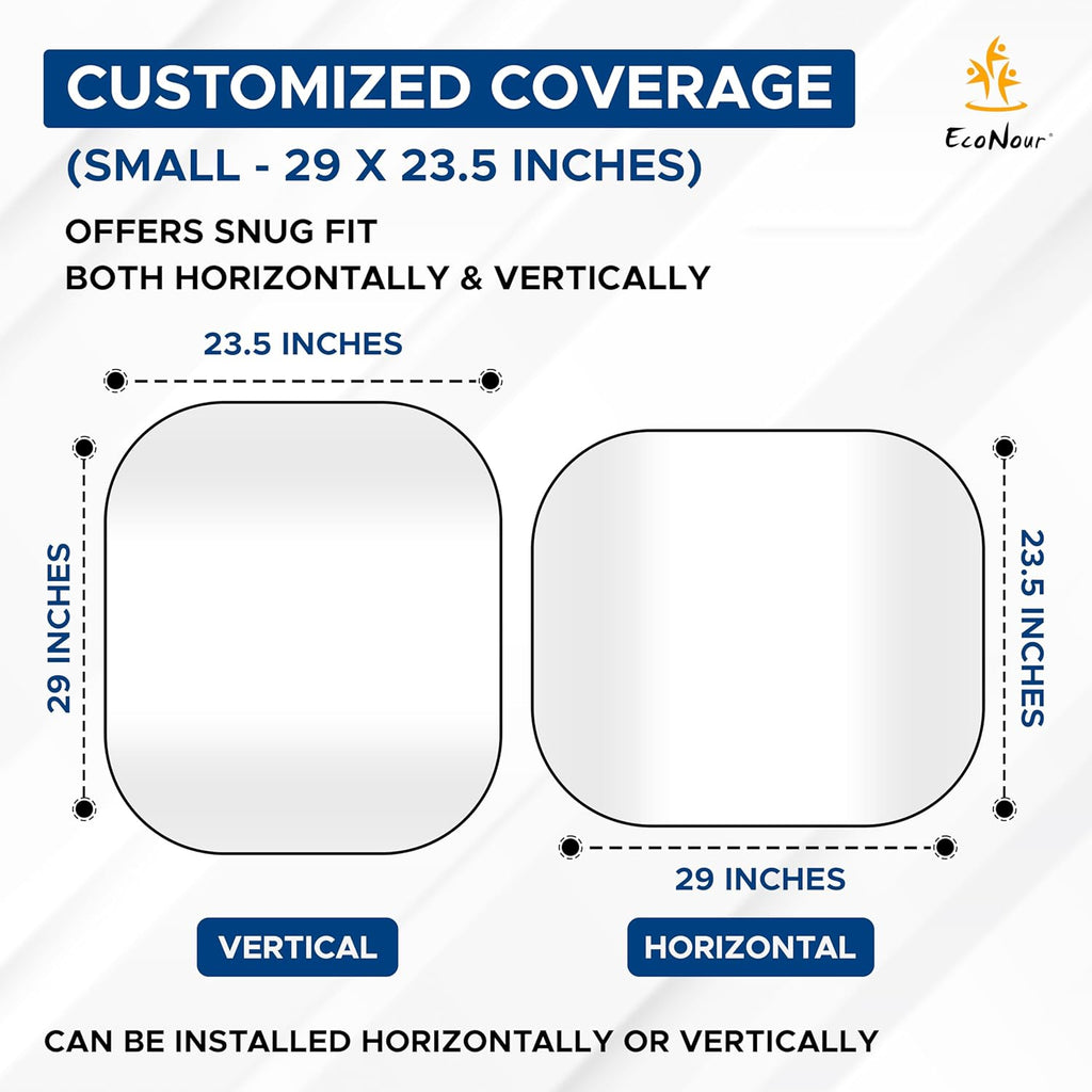 EcoNour 2 Piece Sunshade for Car Windshield | Durable 240T Polyester Car Windshield Shade Blocks UV Rays | Sun Protection for Front Window | Small (29 in*24 in)