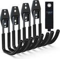3-H Garden Hose Holder Wall Mount 4 Pack,Solid Steel Hose Hanger,Water Hose Holders for Outside,Perfect for Hanging Outdoor Air Hose,Ropes,Pipes,Garden Tools,Ladders,Bikes,Bulk Items(Black)