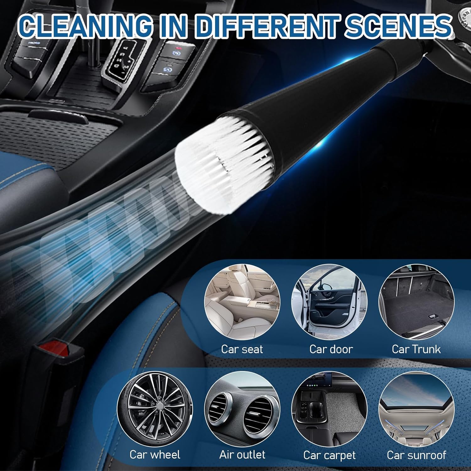 Tornado Car Cleaning Air Blow Gun – High Pressure Interior Detailing Tool with 360° Swivel Nozzle, Pneumatic Dust Blower for Auto Carpet Seats Dashboard Console Cleaning.