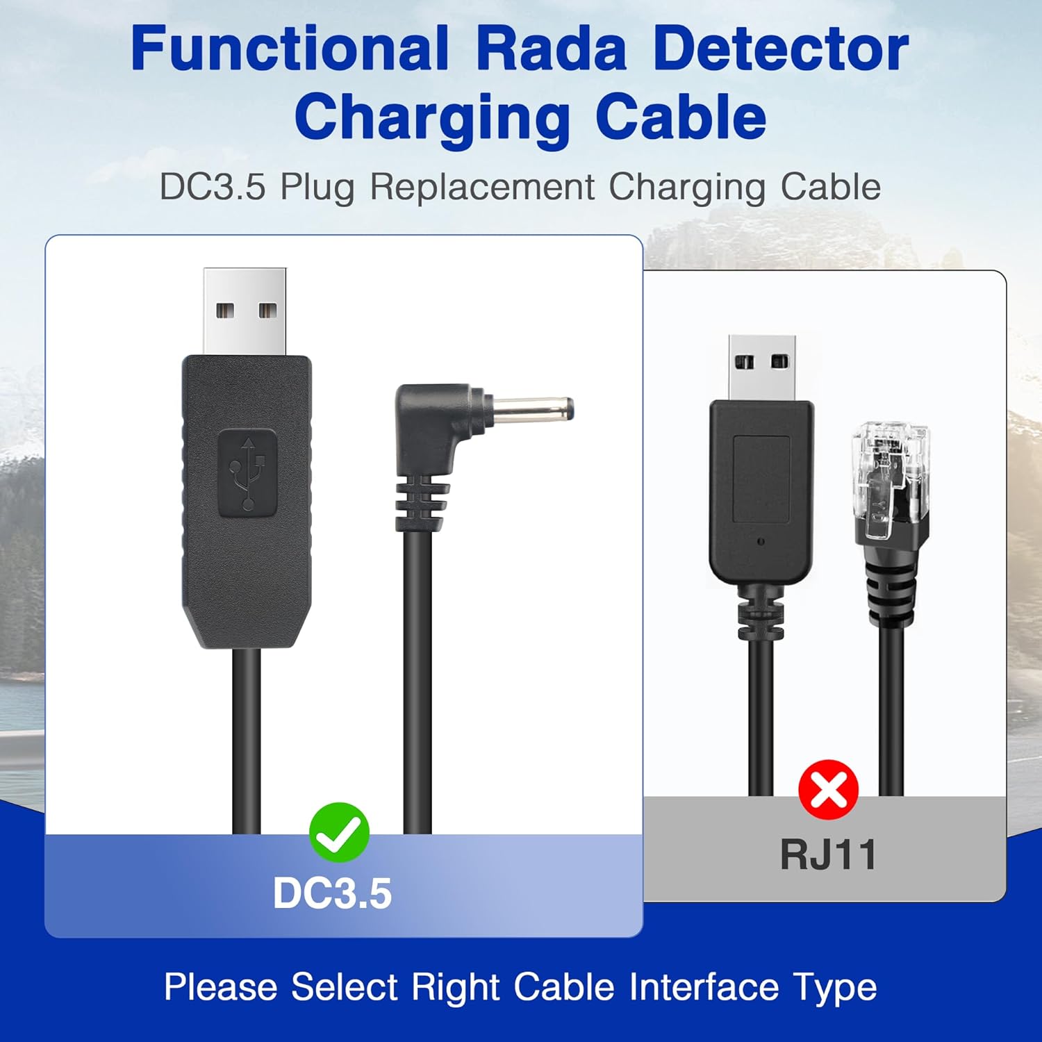 Radar Detector Power Cable for Cobr RAD350 380 450 480i 700i XRS9370 955 5300 9940 SPX 5300 5521 7700 ESR700 ESD737 767 SLR Vendetta 500,Power Cord for Cobr,Car Replacement Charging Cable 3.3ft