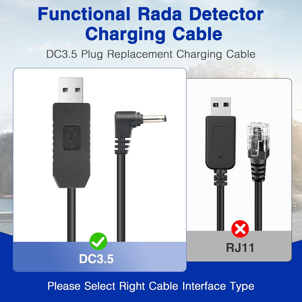 Radar Detector Power Cable for Cobr RAD350 380 450 480i 700i XRS9370 955 5300 9940 SPX 5300 5521 7700 ESR700 ESD737 767 SLR Vendetta 500,Power Cord for Cobr,Car Replacement Charging Cable 6.56ft