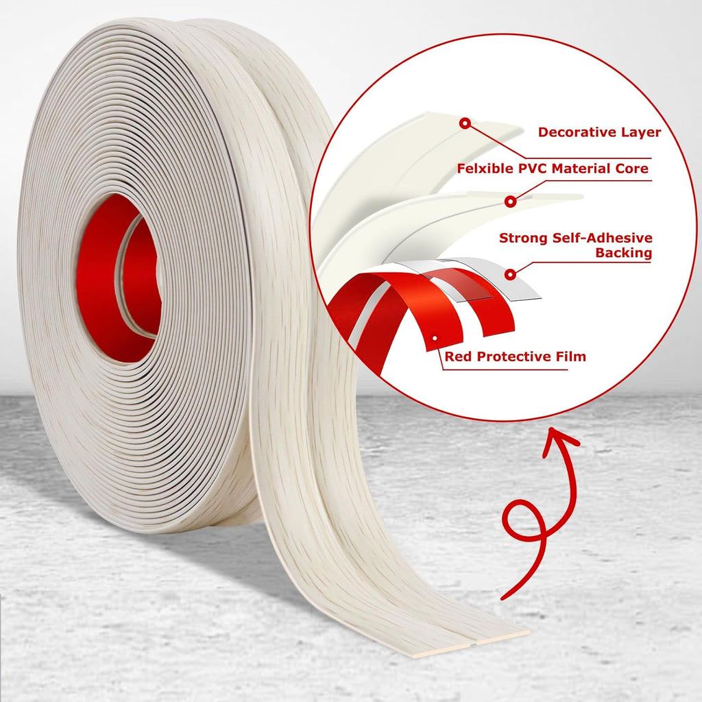Flexible Wall Corner Protector Moulding Trim Peel and Stick Wall Corner Guards Edge Protector Self Adhesive Molding Trim Strip for Edge Ceiling (Beige Wood Grain, 2.4 in x 10 Ft)