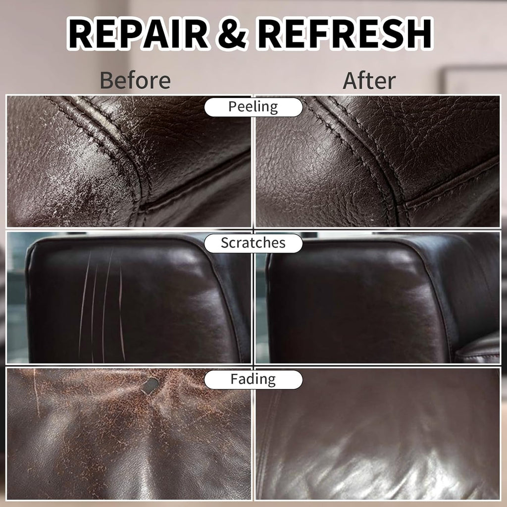 8.5oz Leather Recoloring Balm with 100ml Mink Oil,Dark Brown Leather Repair kit for Furniture and Car Interior,Leather Couch Scratch Repair,Leather Dye Paint,Mink Oil for Leather