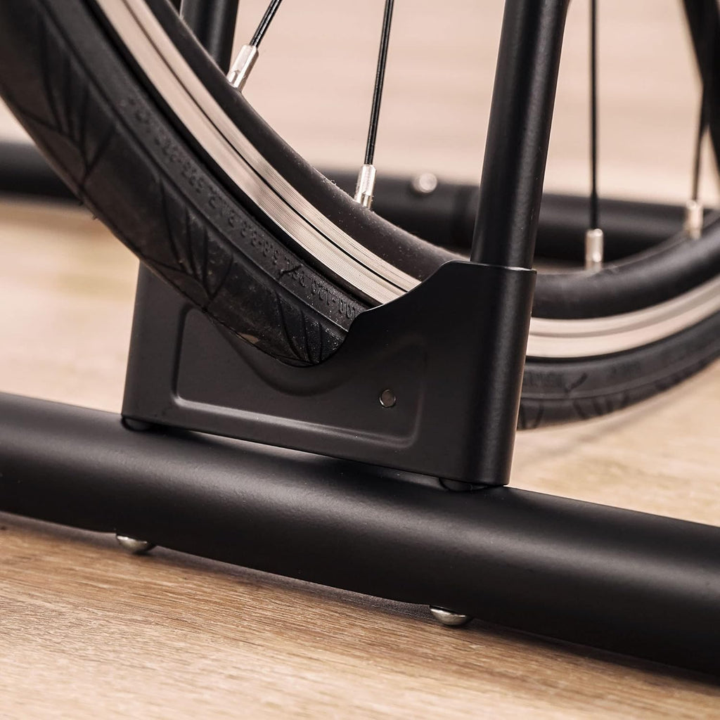 CyclingDeal Bike Rack Floor Parking Bike Stand for up to 6 Bicycles | Indoor, Home & Garage Storage Rack | Stable & Secure Bicycle Stand w/Tire Grooves Up to 29", Holding Plates & Custom Spacing