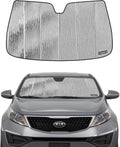 Windshield Sun Shade for Kia Sportage 2011-2016,Front Window Sunshade Shield, 2-in-1 Reflective Sun Shade,Silver for Summer, Black for Winter