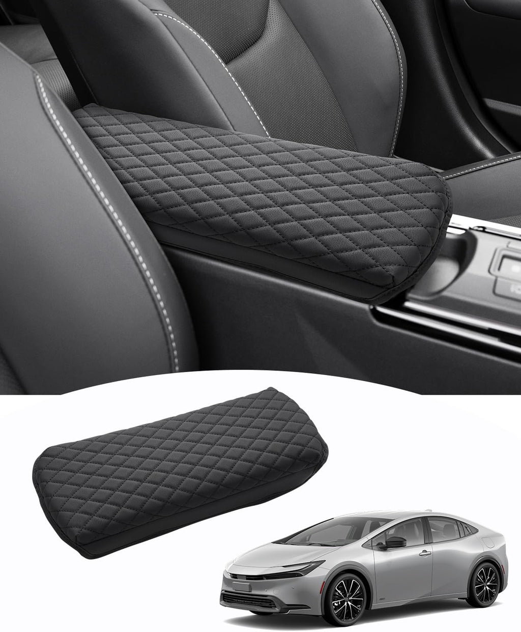 Shademax Custom for 2023 2024 2025 2026 Toyota Prius Center Console Cover Armrest Cover Cushion Pad Cover 2025 Prius XW60 5th Accessories Middle Console Arm Rest Protector PU Leather Anti-Scratch