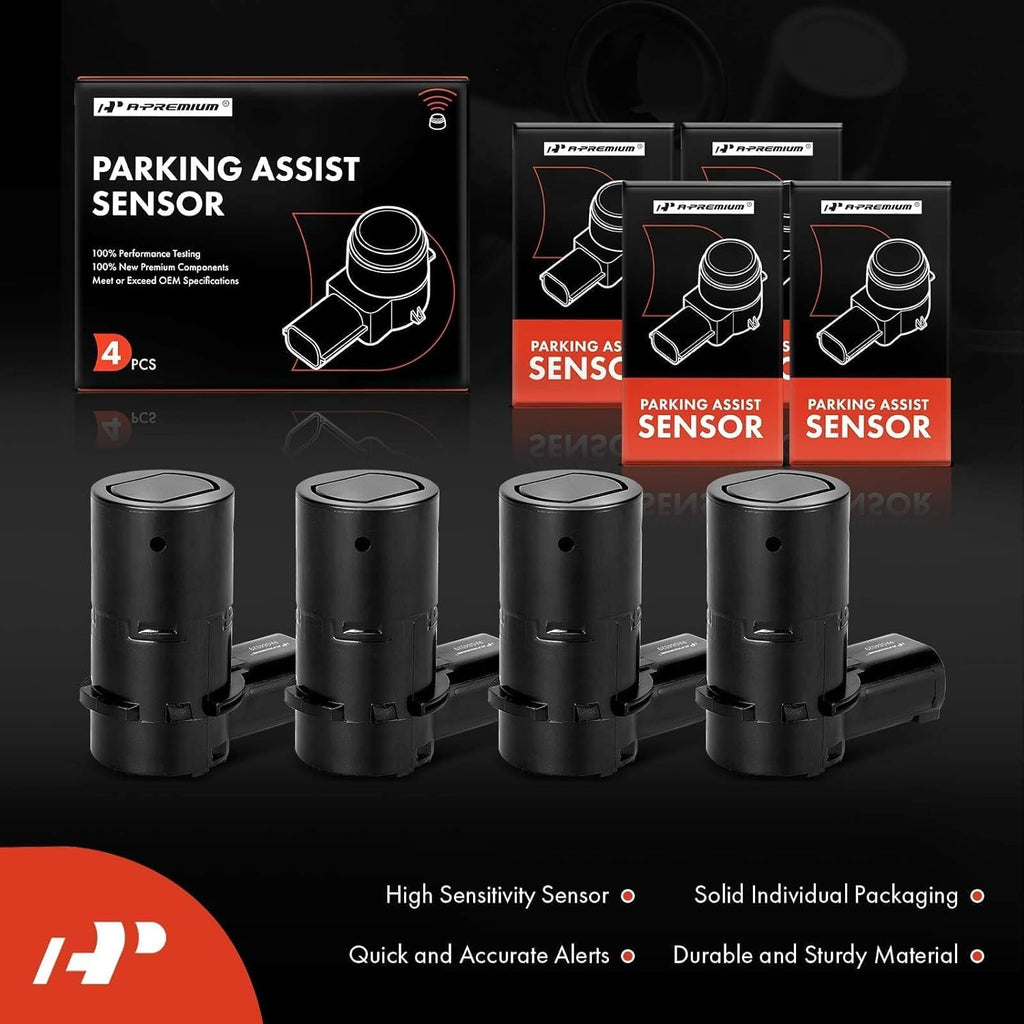 A-Premium 4-PC Rear Reverse Backup Parking Aid Assist Sensor Compatible with Select Ford, Lincoln & Mercury Models - F150 F250 F350 F450 F550 Super Duty, Explorer, Escape, Navigator, Mariner