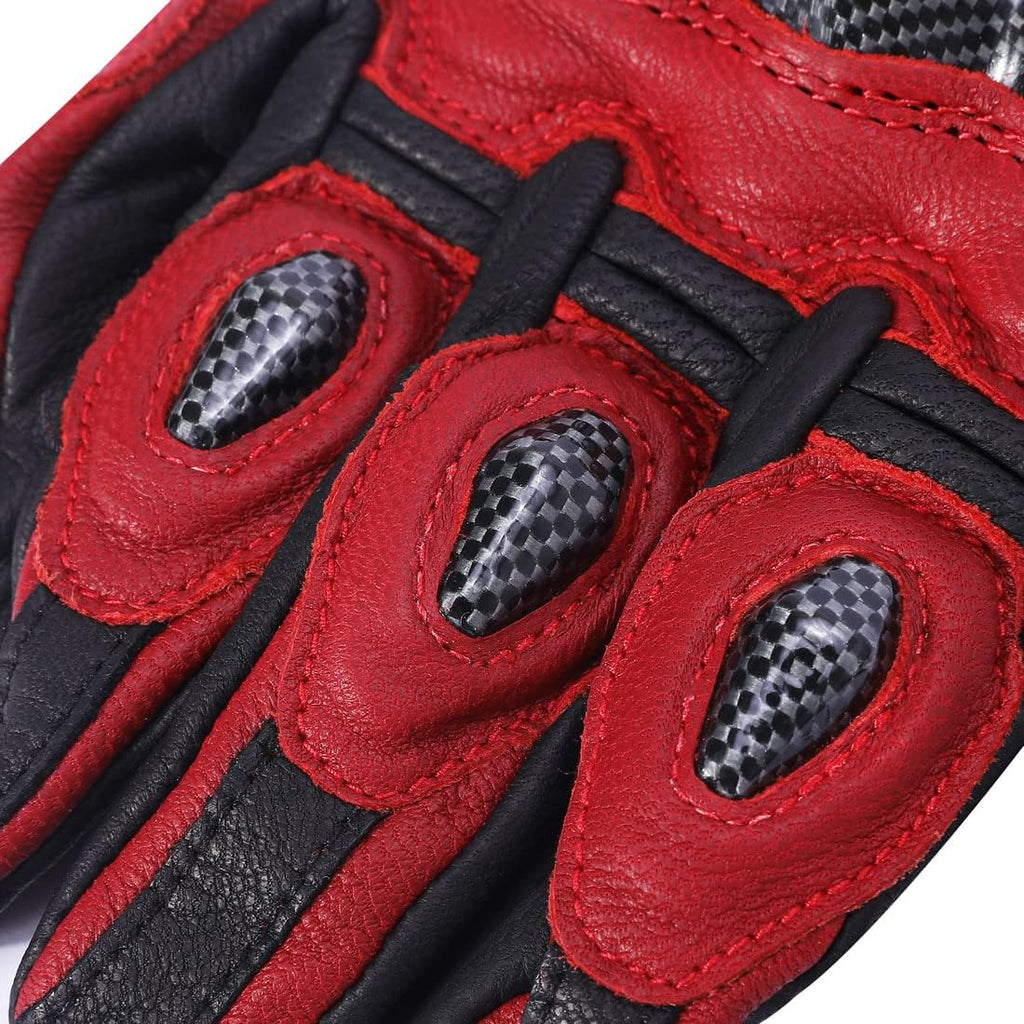 Harssidanzar Breathable Leather Motorcycle Gloves Touchscreen for Men Women KM046