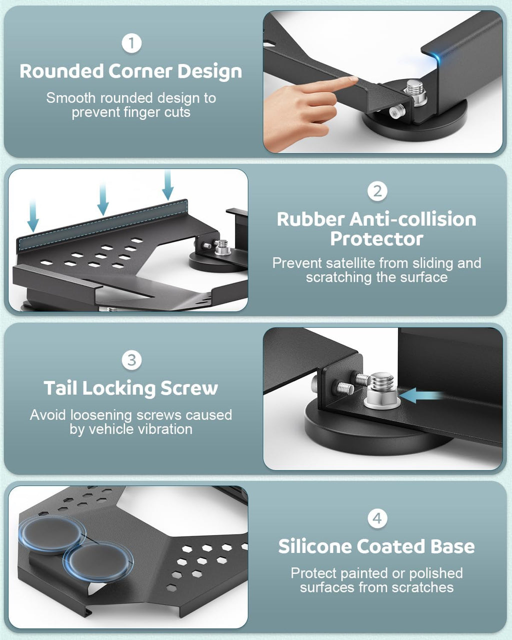Starlink Mini Car Roof Mount, Starlink Mini Magnetic Mount for Car, 264lbs Heavy Duty Magnet, 4-Side Protection Magnetic Quick Release Sunroof Suction Cup Mounting Kit for Travel RV Accessories Black