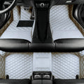 Add Personal Touch to Your Vehicle with IMEISH Customizable Logo Text Car Mats for 99% of vehiclesPads Protection Non-Slip Leather Floor Liners (White)