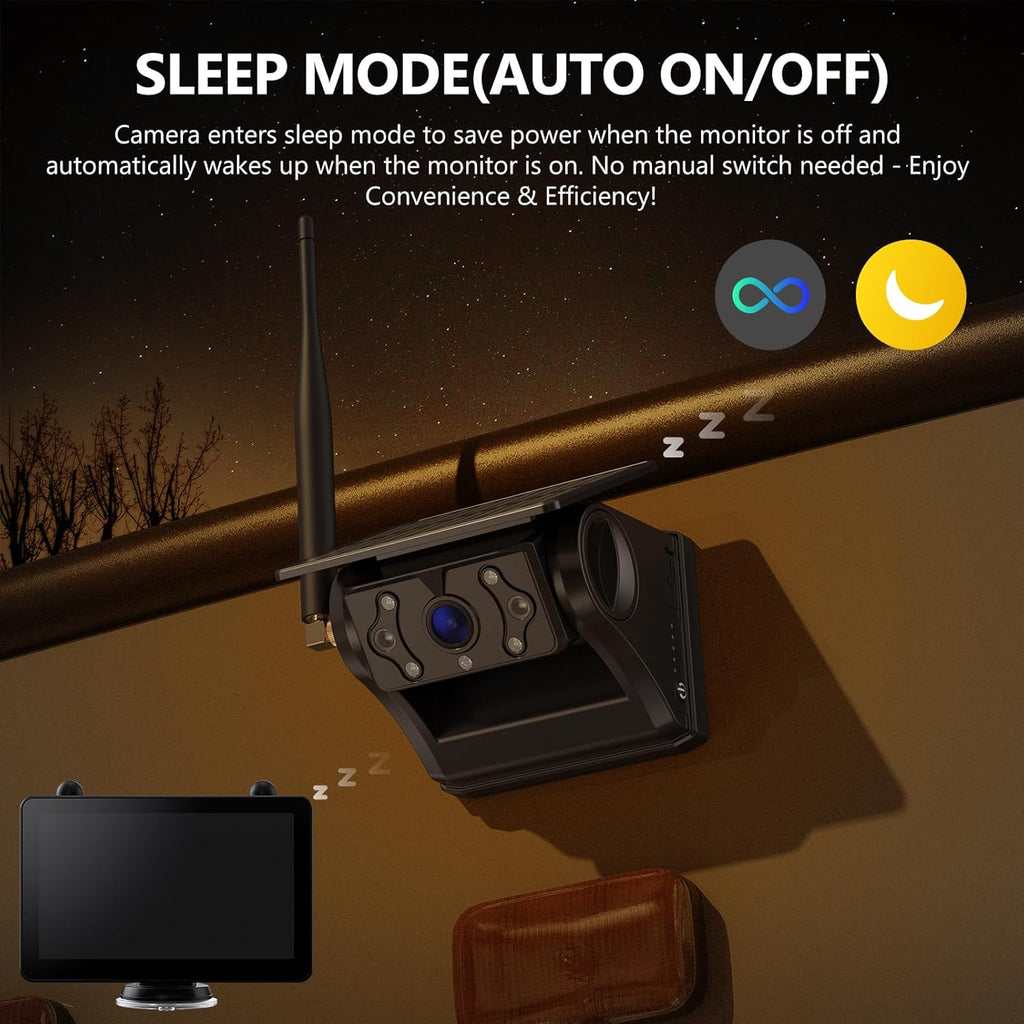 Magnetic Solar Wireless RV Backup Camera, 1080P 7" Touchscreen IPS Monitor & 2 Auto On Off Rear View Cameras, 1 Min Setup Night Vision Recording Guidelines, Back up Camera for Trailer Truck M7 2