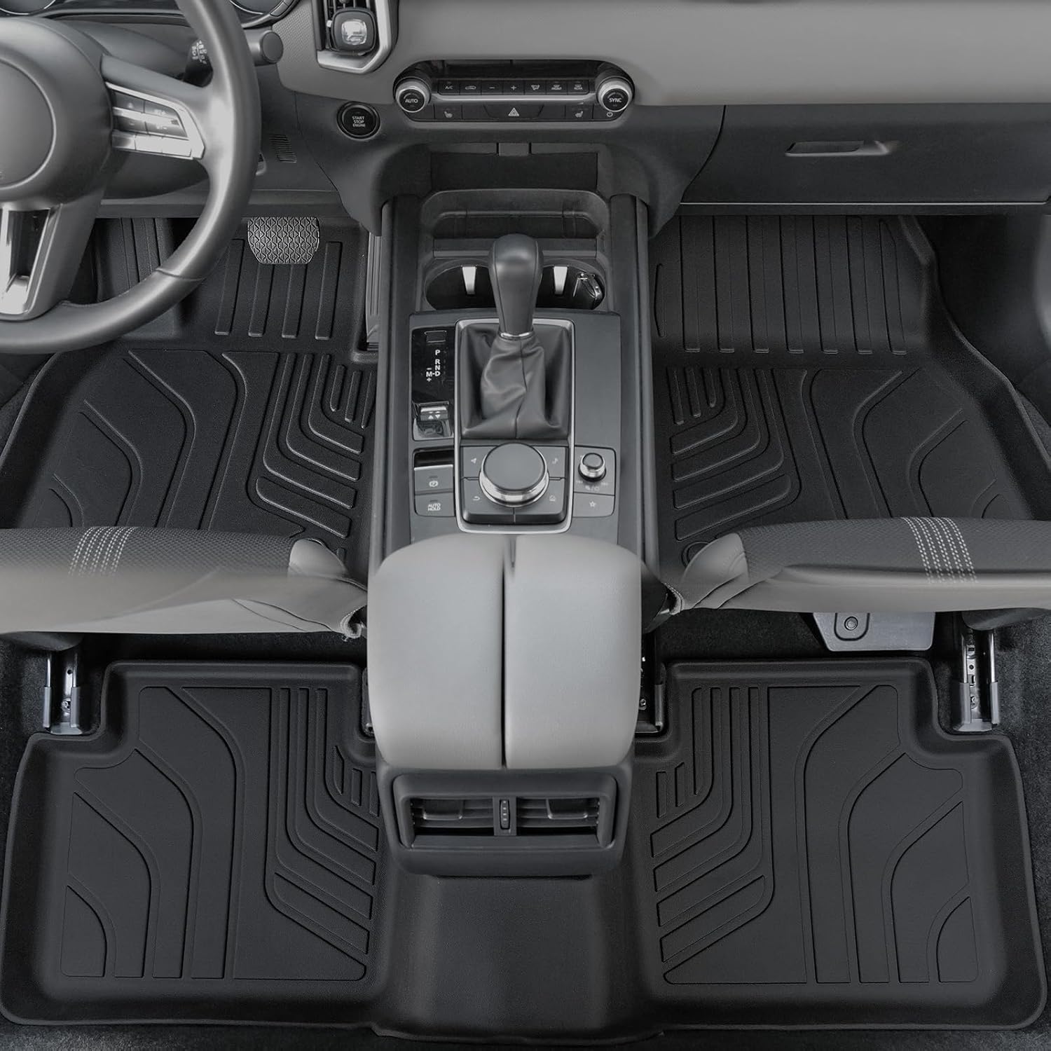 Floor Mats Set for 2023 2024 2025 Mazda CX-50 Gas, Full Coverage All Weather Floor Mats Cargo Mat with Backrest Protectors & Door Sill Guards for CX50 Accessories(Not fit Hybrid)