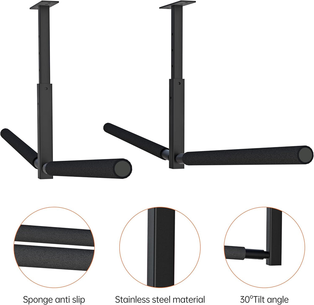 Double Kayak/Ladder Ceiling Storage Rack, Hi Port 2 Ladder Hanger Overhead Garage Kayak Ladder Rack, Holds 200 lbs, Adjustable Height Design, Black