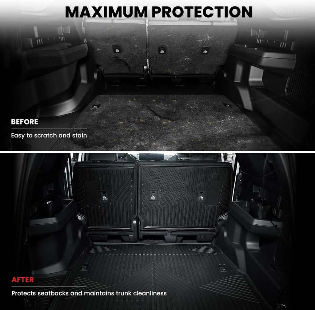 LASFIT Trunk Mat&Backrest Mat for Toyota 4Runner 2025(Only Fit 5 Seats), All Weather TPE Custom Fit Cargo Liner for 4Runner SR5/TRD/Limited 6th gen 4 Runner Cargo Mat, Black