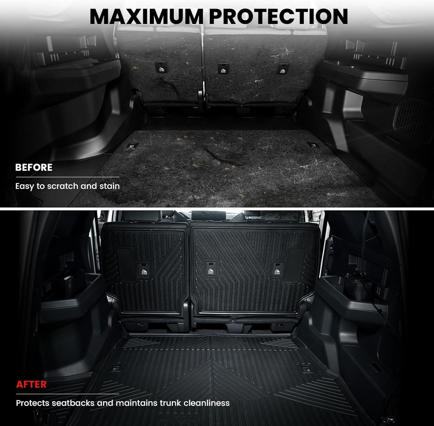 LASFIT Trunk Mat&Backrest Mat for Toyota 4Runner 2025(Only Fit 5 Seats), All Weather TPE Custom Fit Cargo Liner for 4Runner SR5/TRD/Limited 6th gen 4 Runner Cargo Mat, Black