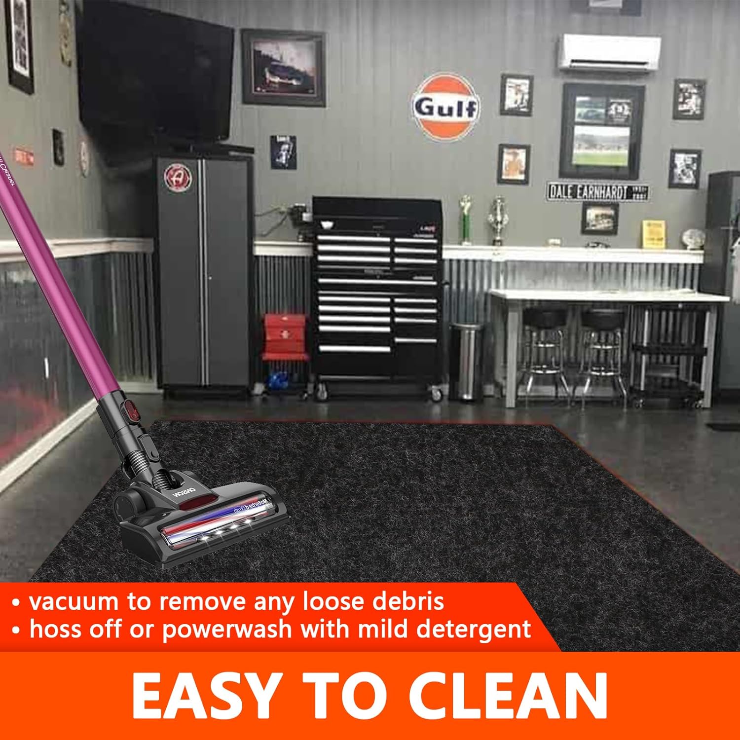 Non-Slip Garage Floor Mat for Under Car, 7'4"x17' Extra Large Absorbent Oil Garage Parking Mat, Waterproof Backing, Reusable, Washable, Protects Floor from Snow, Rain and Mud for Cars