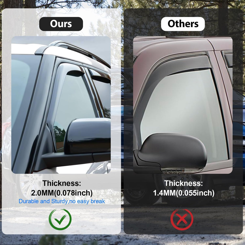 Nilight in-Channel Rain Guards for Toyota Tundra Crew Max 2007 2008 2009 2010 2011 2012 2013 2014 2015 2016 2017 2018 2019 2020 2021, Vent Window Visors, Original Window Deflectors-4PCS