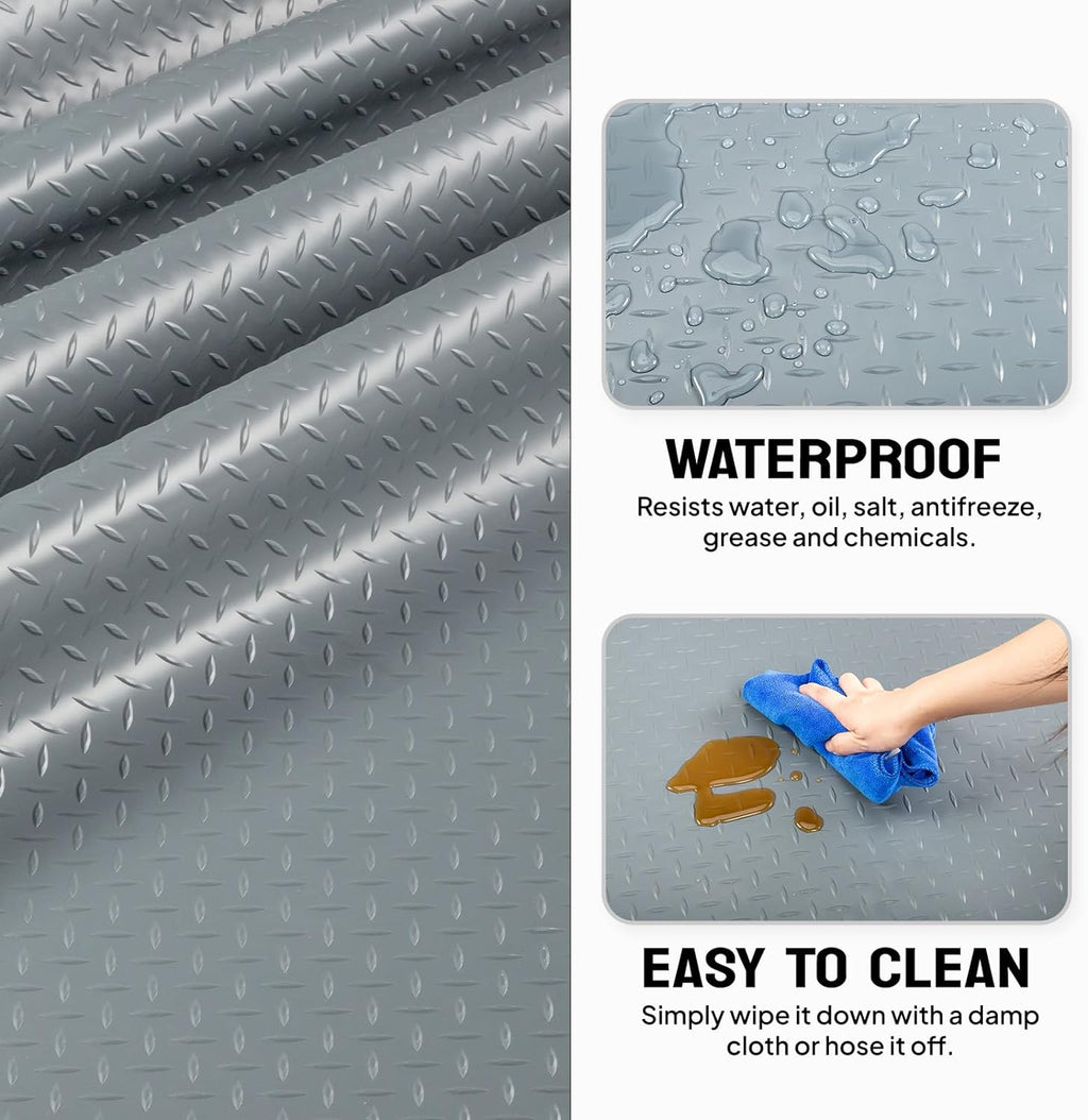 TUFFIOM 7.5 x 20 FT Garage Floor Mat, Thickened Diamond Plate PVC Garage Mats Flooring Roll for Under Car, Garage Parking Mats for Floor Large SUVs, MPV, Pickup Truck
