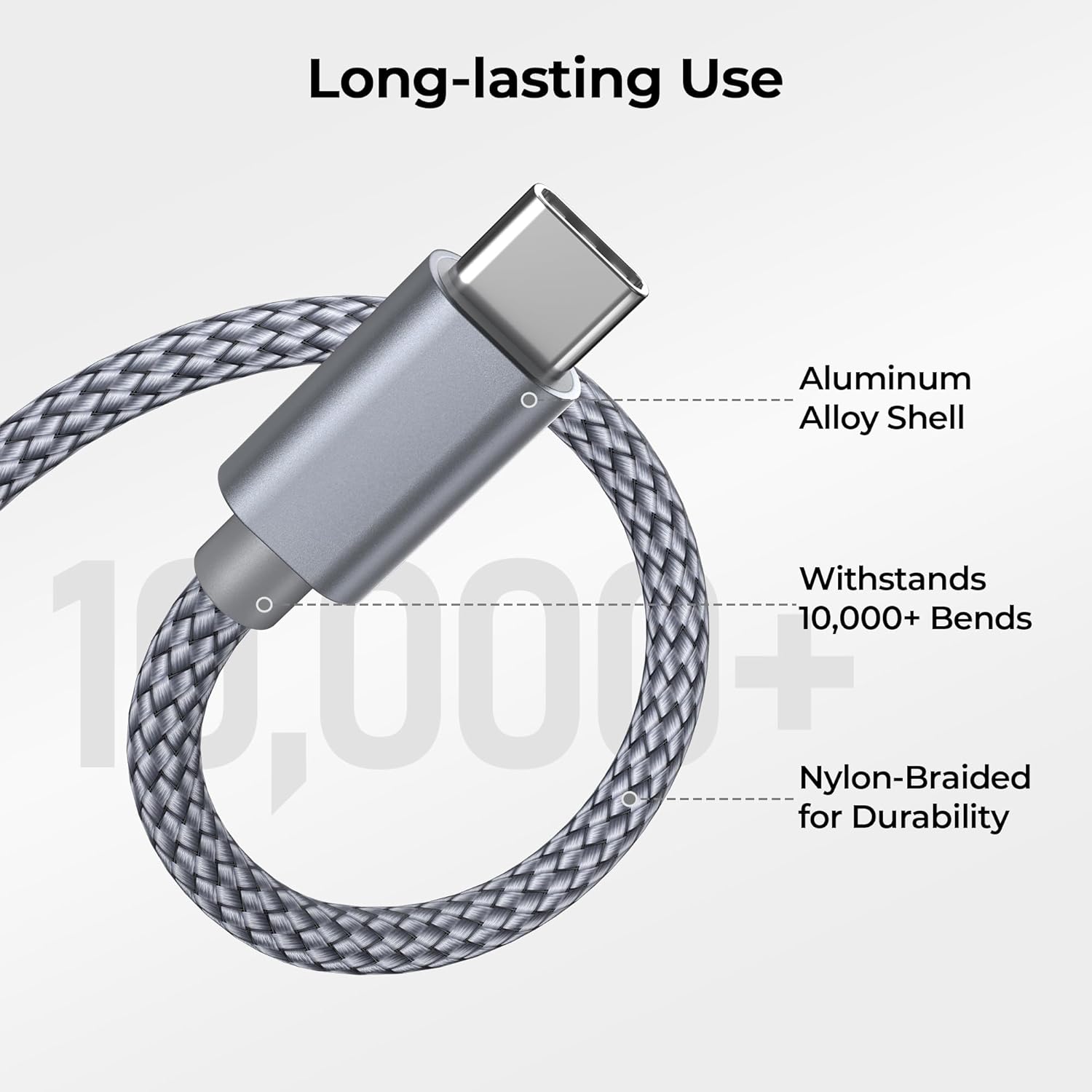Basesailor USB Type C Charger Cable 3-Pack 3.3/6.6/10FT,Charging Power Cord for Kindle Fire HD 7 12th 2022,10 9th 2019,HD 8 10th 2020,11th 2021 Generation,Samsung Galaxy A03s A13 A53 S10,Steam Deck