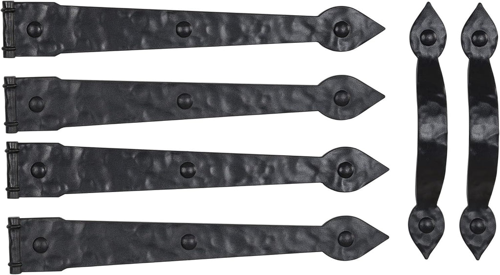 Household Essentials Hinge IT Premium Carriage House Handle & Hinge, Black Garage Door Magnet, 4 Hingle 2 Handles (Pack of 1)