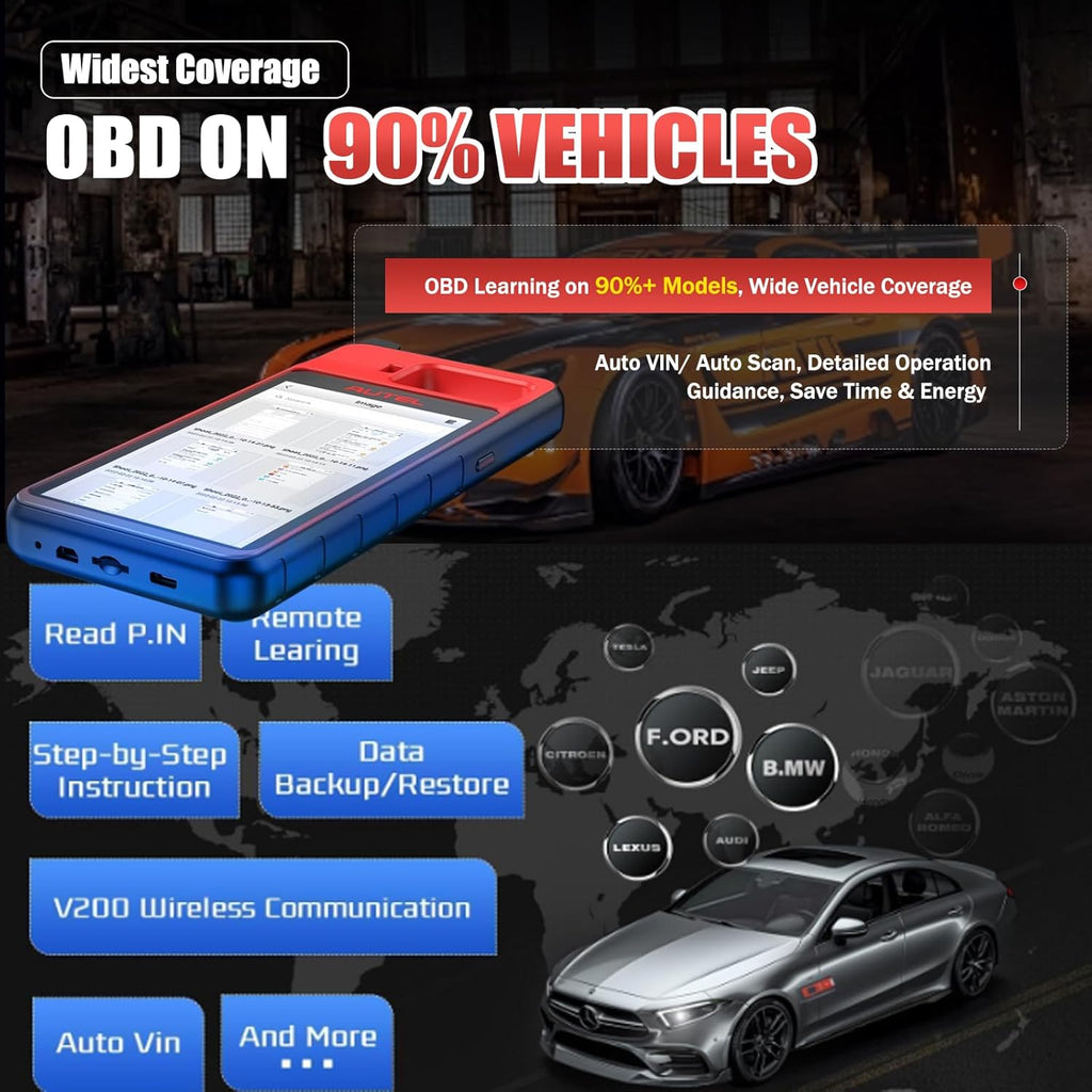 Autel KM100 Scanner Same as KM100X/E, Lite of IM508S Pro IM608 PRO 2 Programming Tool Free Update OBD Learning On 99% Car, Scan VIN/License Built-in APB112