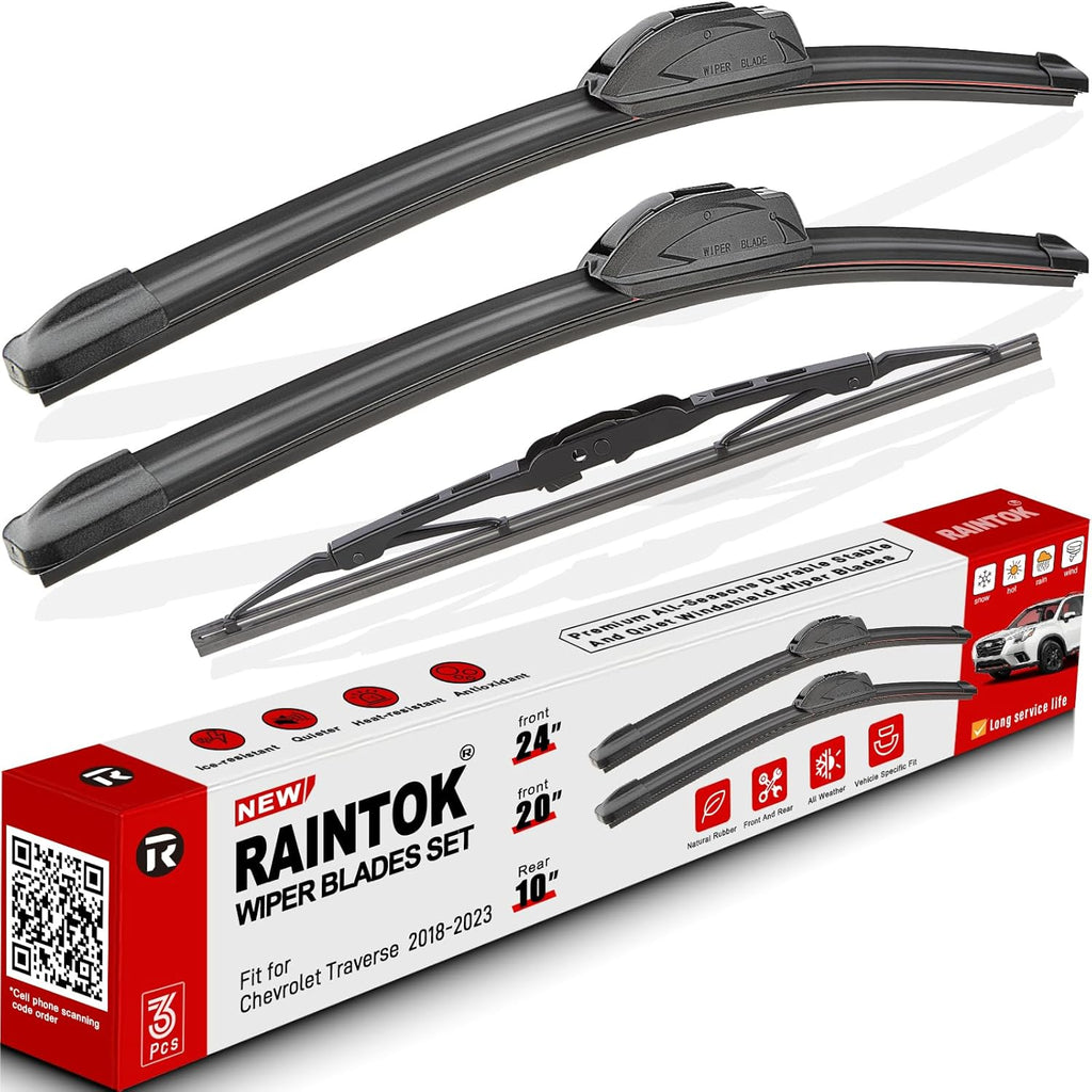 Windshield Wiper Blades Replacement for Chevy Chevrolet Traverse 2018 2019 2020 2021 2022 2023 Original Factory Quality Front Rear Wipers Blade Set for My Car - 24" 20" 10" (Pack of 3)
