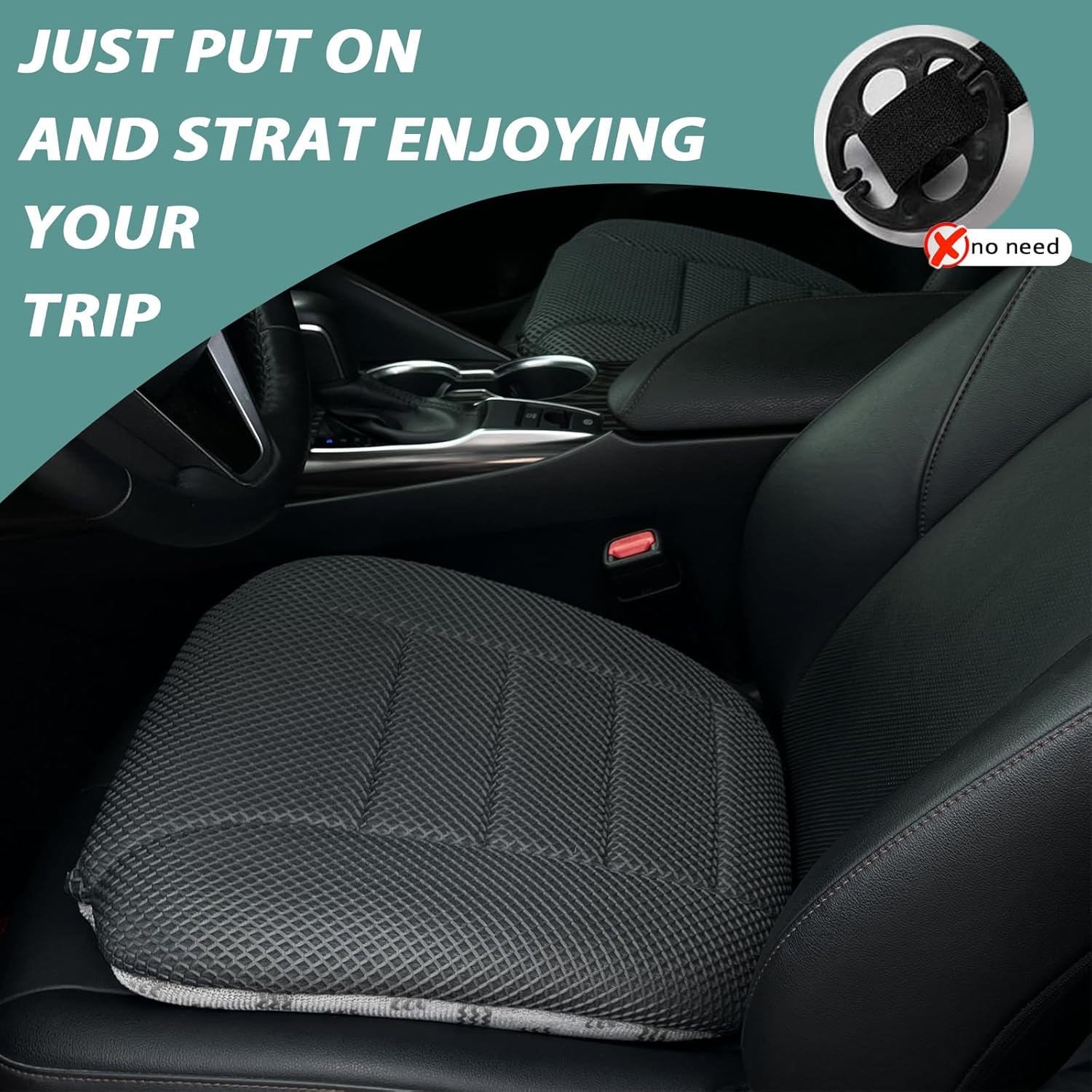 AEROiVi Car Booster Seat Cushion Raise The Height for Short People Driving, Breathable 3D Air Mesh, 3 Inch Booster Seat, Non-Slip Bottom, Comfort Car Seat Protector, Car Seat Pad with Truck,Cars,SUVs