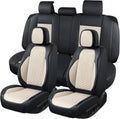 Seat Covers for Cars Full Set, Leather Seat Covers 2 Pack, Breathable Leather Materials, Suitable for SUV/Truck/Sedan/Automotive (White, 5 Piece)