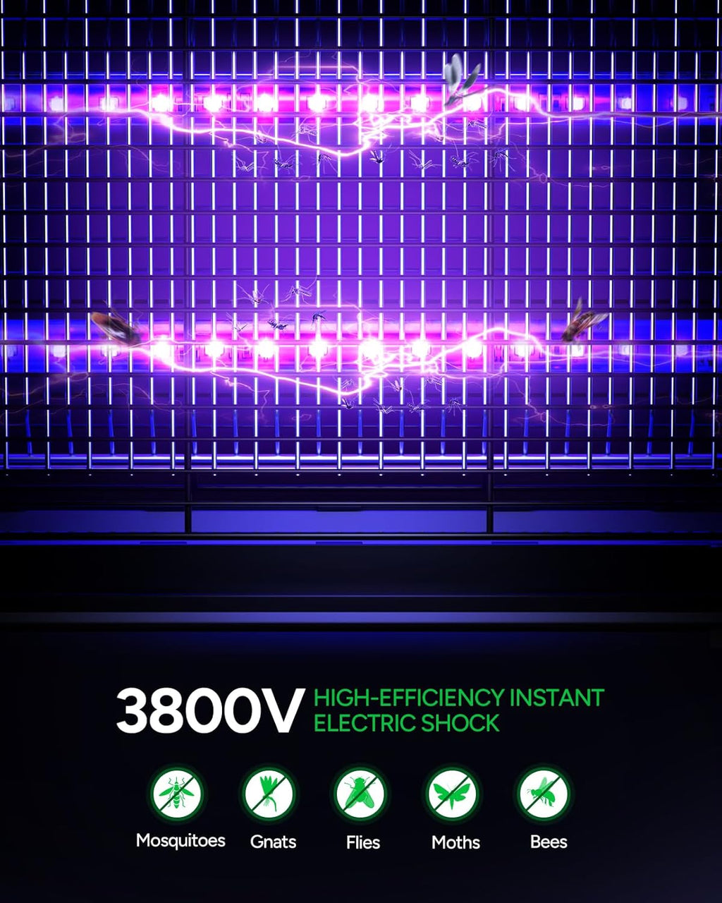 Buzbug LED Bug Zapper Outdoor Indoor, 10 Years Lifespan Lamp, Rechargeable 5200mAh Battery, Portable Camping Fruit Fly Mosquito Moth Gnat Wasp Trap, Killer, Zapper -MA015C (White)