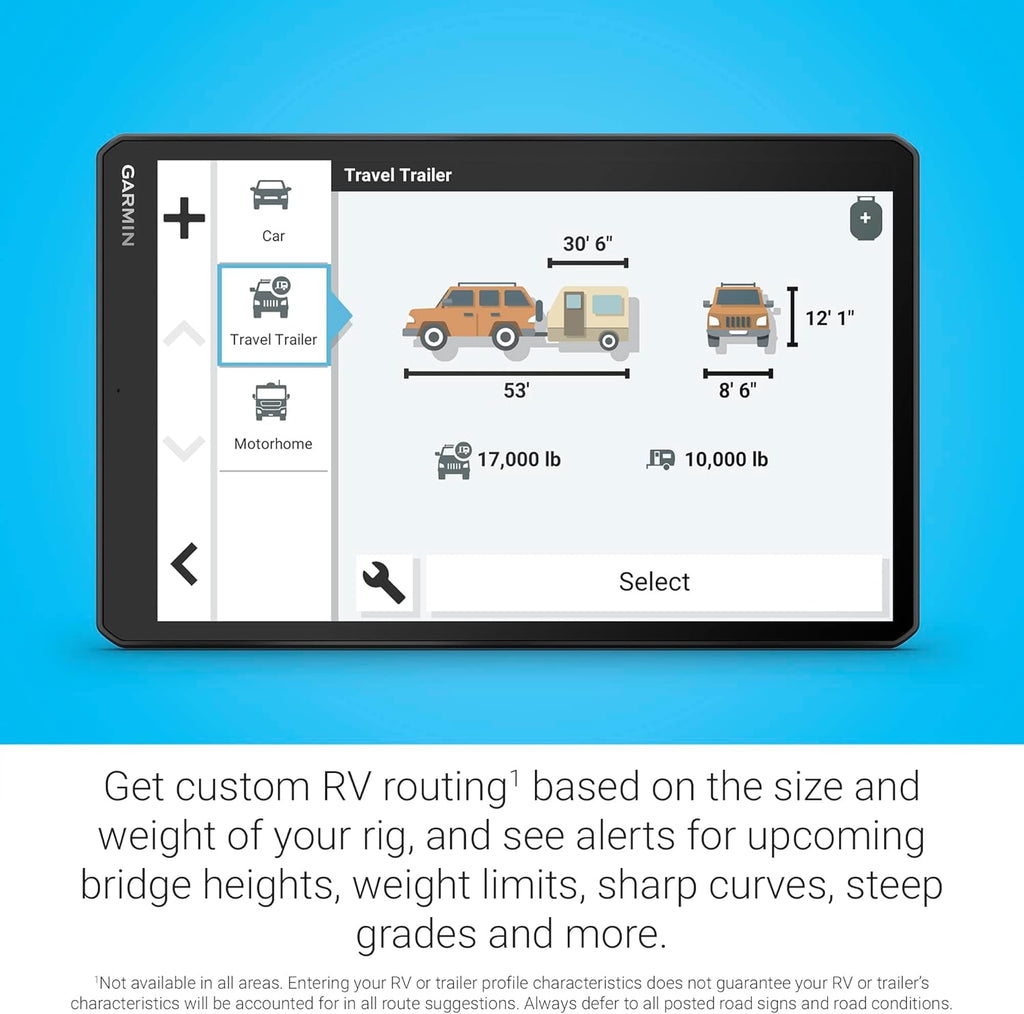 Garmin RV 1095, Extra-Large, Easy-to-Read 10” GPS RV Navigator, Custom RV Routing, High-Resolution Birdseye Satellite Imagery, Directory of RV Parks and Services, Landscape or Portrait View Display