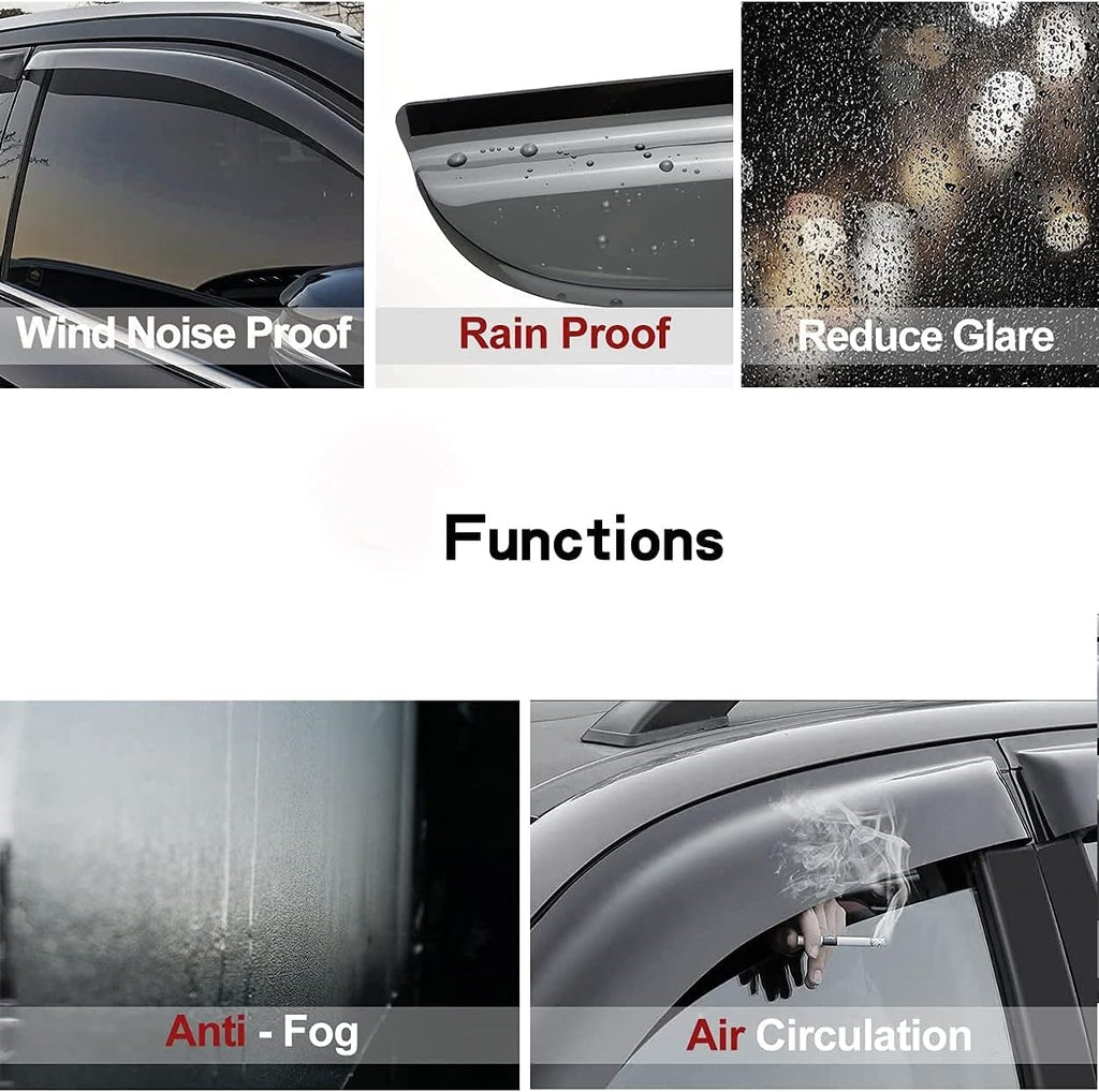 94376 Side Window Wind Deflector, 4pcs Outside Mount Style Tape-On Nice Rain Guards Set, Window Visor fit for 2015-2019 Subaru Outback