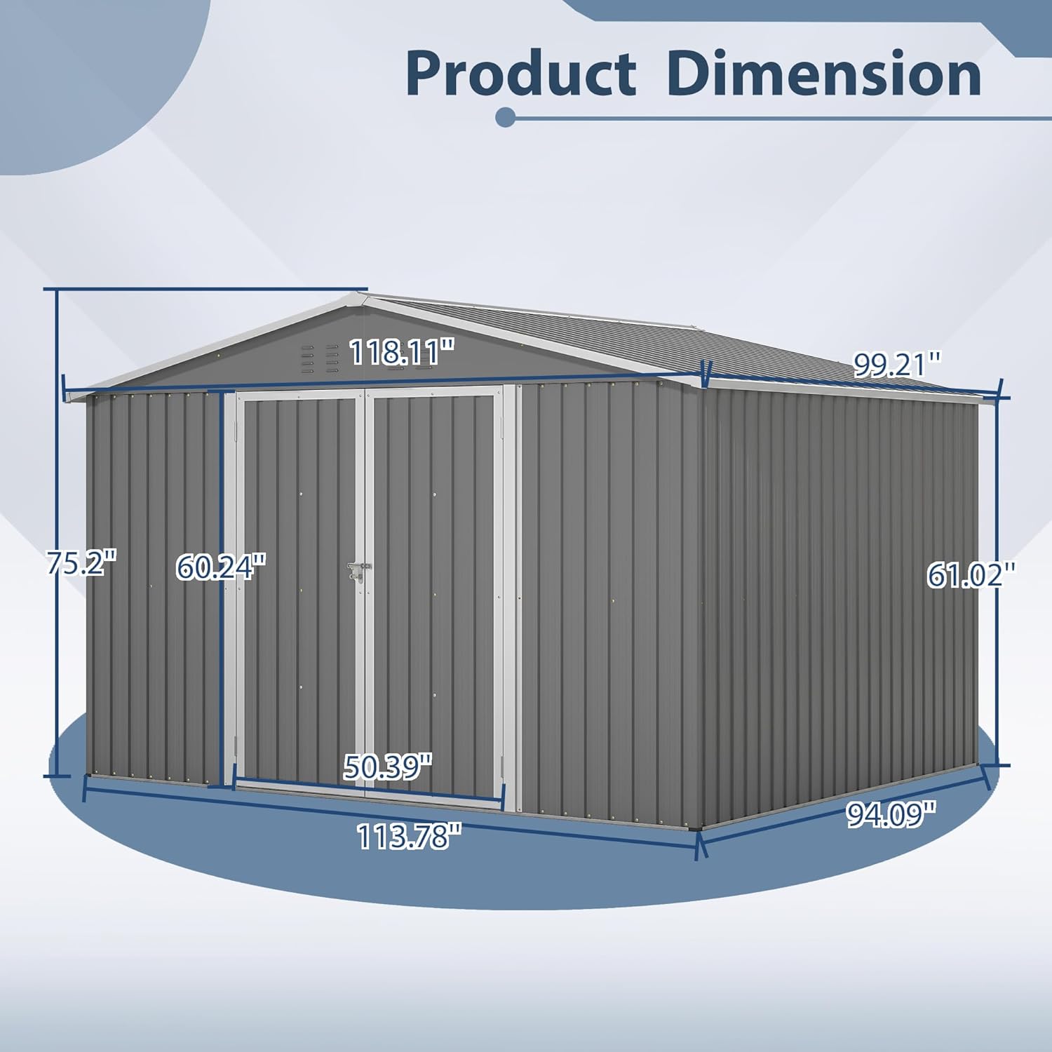 10X8 FT Outdoor Tool Storage Shed with Metal Foundation & Lockable Doors, All Weather Metal Sheds for Garden, Patio, Backyard, Lawn