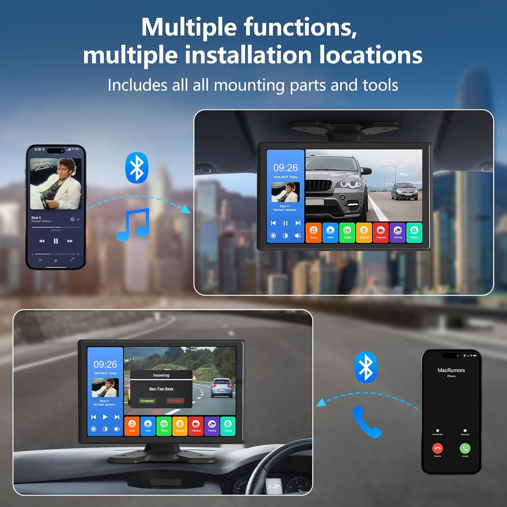 4 Channel Backup Camera System,Touchable 10.26 inch Monitor with DVR Stereo, 64GB Card, IP69 Waterproof, Nightvision 1080P Backup Camera for RV/Truck/Trailer Pickup,Rear Side Front Wired System
