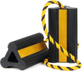 Heavy Duty Rubber Wheel Chocks, 1 Pair, Non-Slip Tire Stopper Blocks with Rope, for RV Camper Travel Trailers Motorhome Aircraft Car Truck