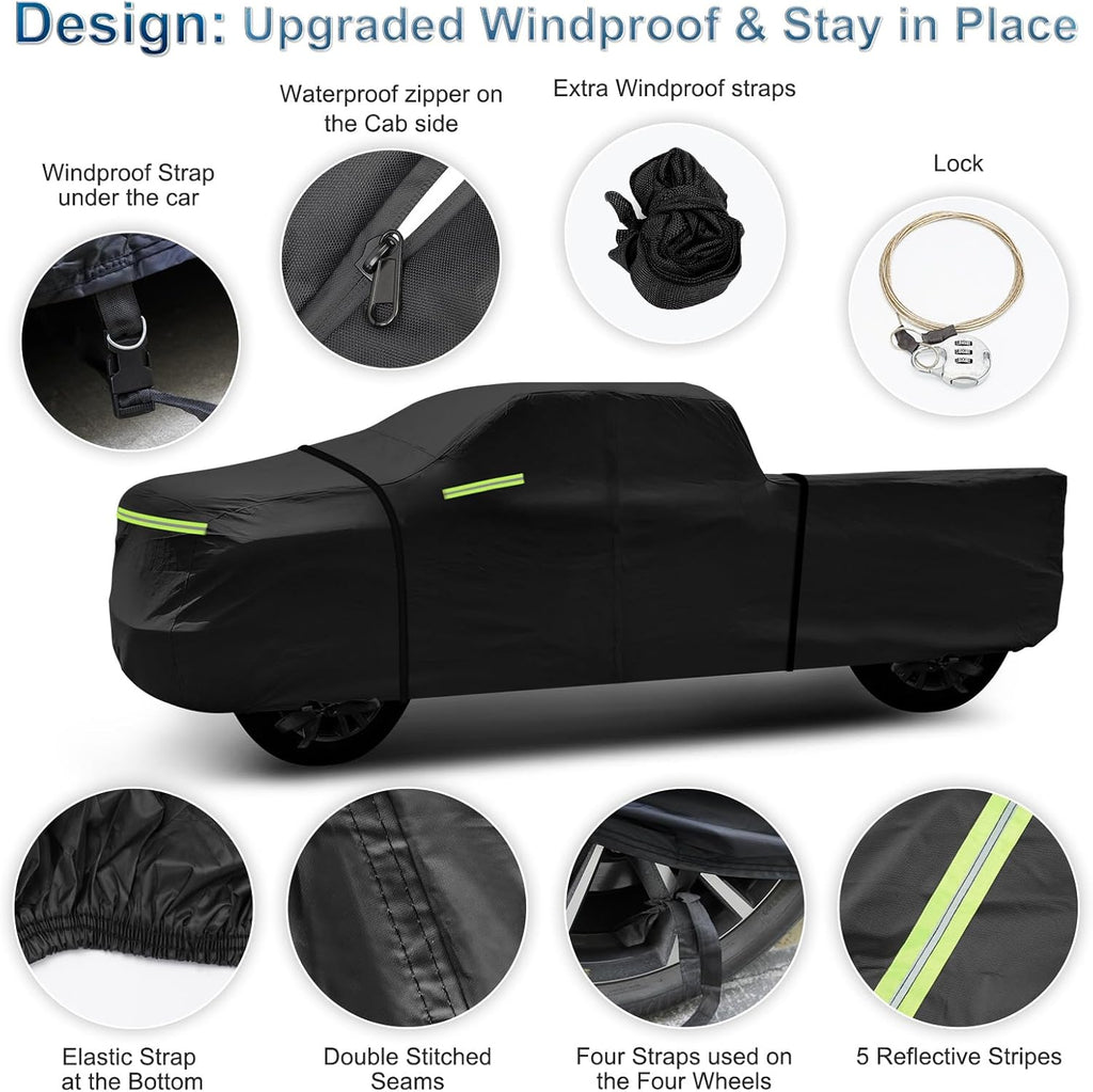 Truck Cover for Chevy Silverado Crew Cab Long Bed 8.3ft Heavy Duty Waterproof Car Covers with Zipper All Weather Full Pickup Cover Custom Fit 2000-2022 Chevy Silverado 2500 3500HD (UP to 266''L)