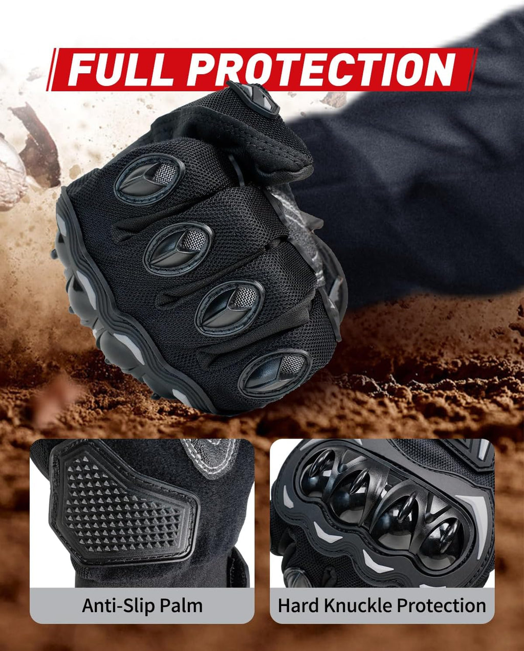 Motorcycle Gloves,Touchscreen Motorbike Gloves with Hard Knuckle Tactical Gloves Riding Gloves Anti-Slip Airsoft Gloves
