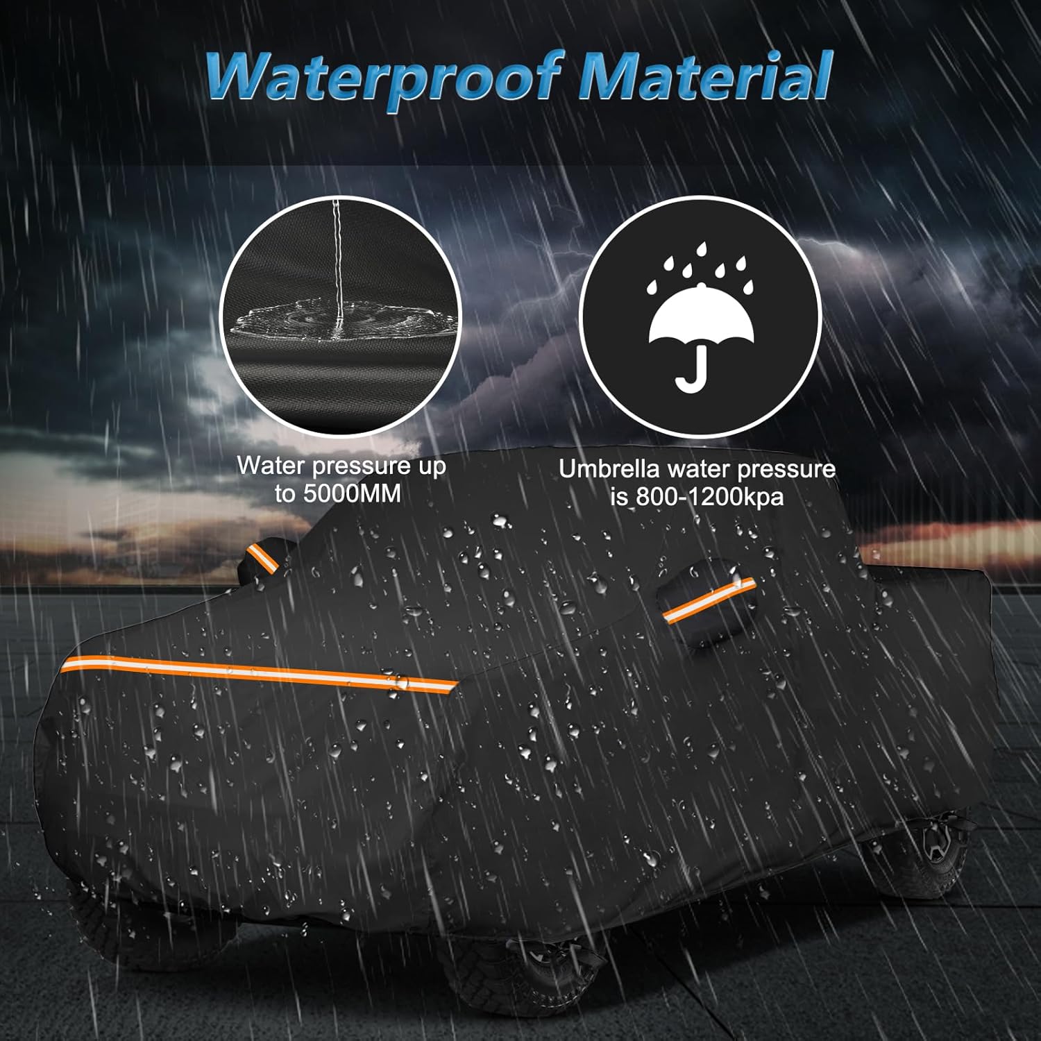 Waterproof Car Covers for Toyota Tacoma Double Cab-6ft Bed 2016-2025, Waterproof 420D Oxford Cloth Cover Outdoor Full Car Covers with Zipper Windproof Heavy Duty All Weather