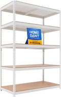 HOMEDANT White 5 Tier Laminated Boltless Heavy Duty Garage Storage Adjustable Wide Size Metal Shelving Unit Utility Rack Shelves Organization Shelf Shed Warehouse 47.7" W x 24.1" D x 71.3" H 1Pack
