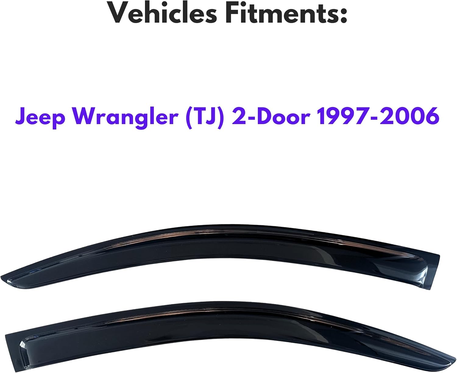 KPY Window Visor Compatible with 1997-2006 Jeep Wrangler (TJ) 2-Door, Rain Guard Vent Deflectors Tape-On, 1997 1998 1999 2000 2001 2002 2003 2004 2005 2006