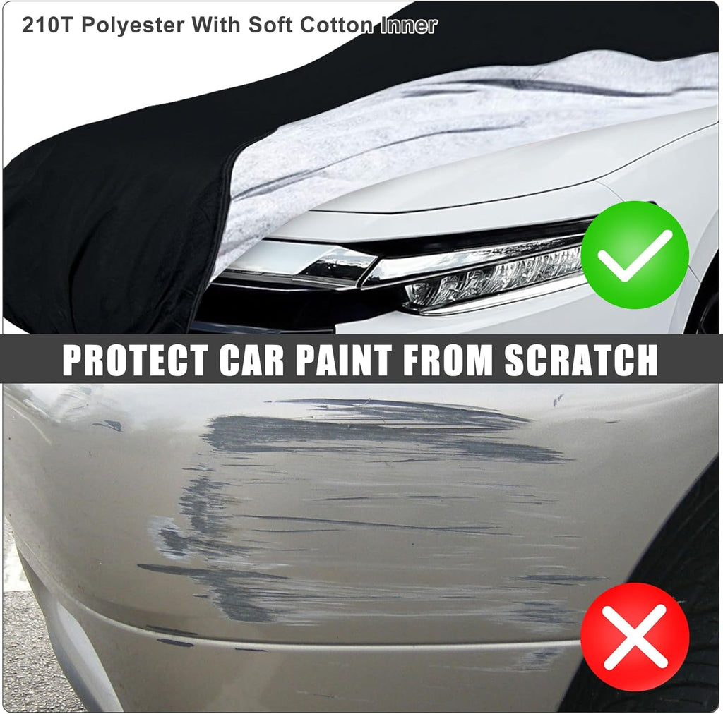 Waterproof Car Cover Compatible with Toyota C-HR 2018-2025, Black 210T Inside Cotton Cover with Door Zippers for Snow Rain Dust Outdoor Protection