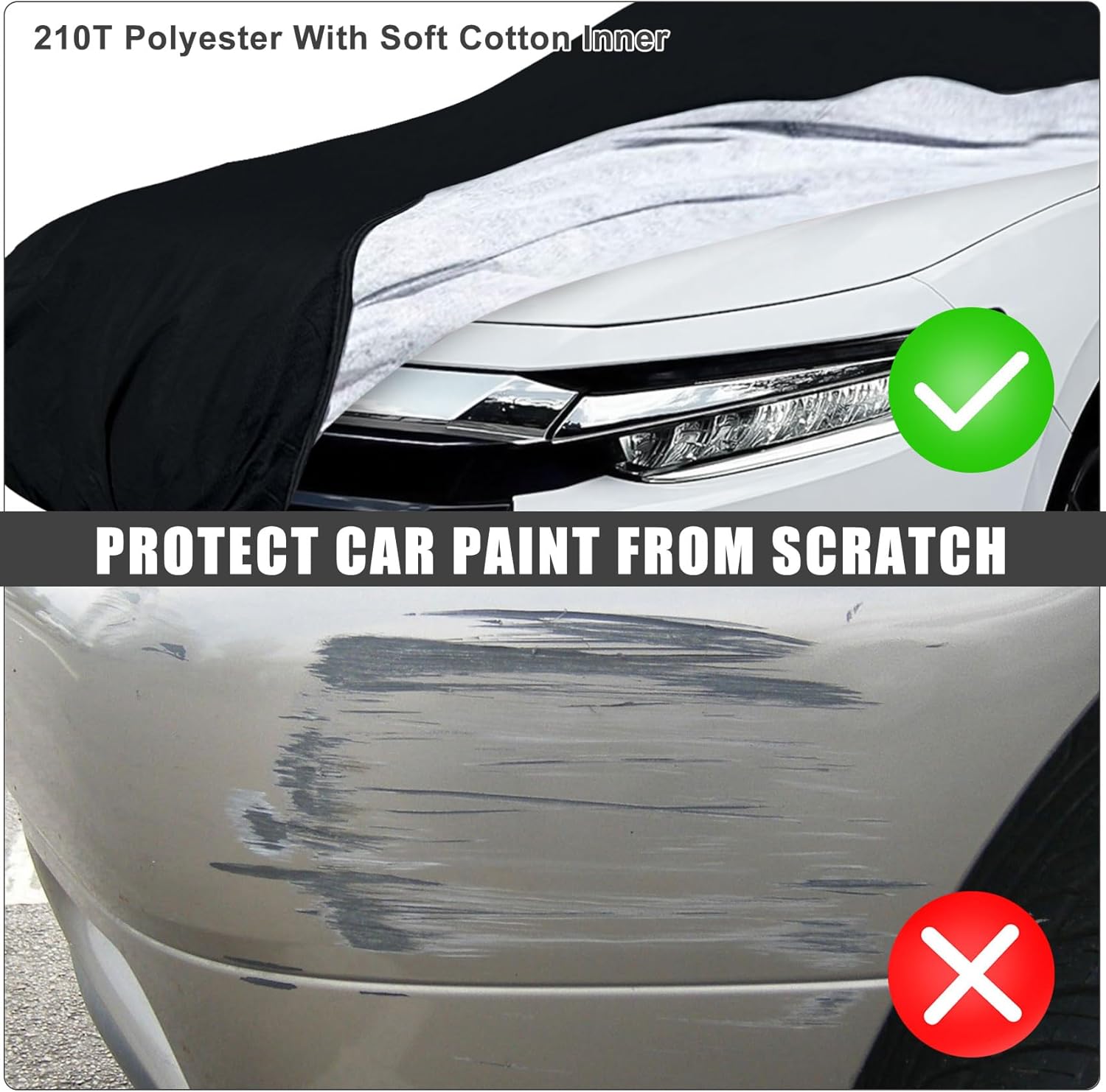 Waterproof Car Cover Compatible with Toyota Corolla Cross 2022-2025, Black 210T Inside Cotton Cover with Door Zippers for Snow Rain Dust Outdoor Protection