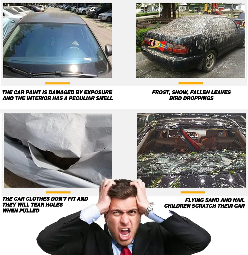 TUCAREST 6-Layers PEVA Premium Full Car Cover Fit for SUVs MPV Pickup Sedan hatchback Rain and snow protection, sun protection, UV protection, and protection of car paint surfaces-Silver Grey -Up 199"
